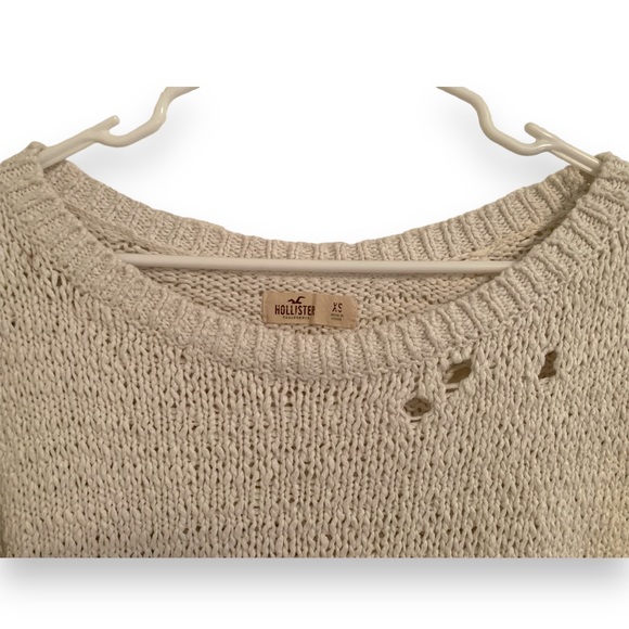 Hollister Cream Woven Sweater with Distressing size XS - Picture 3 of 4
